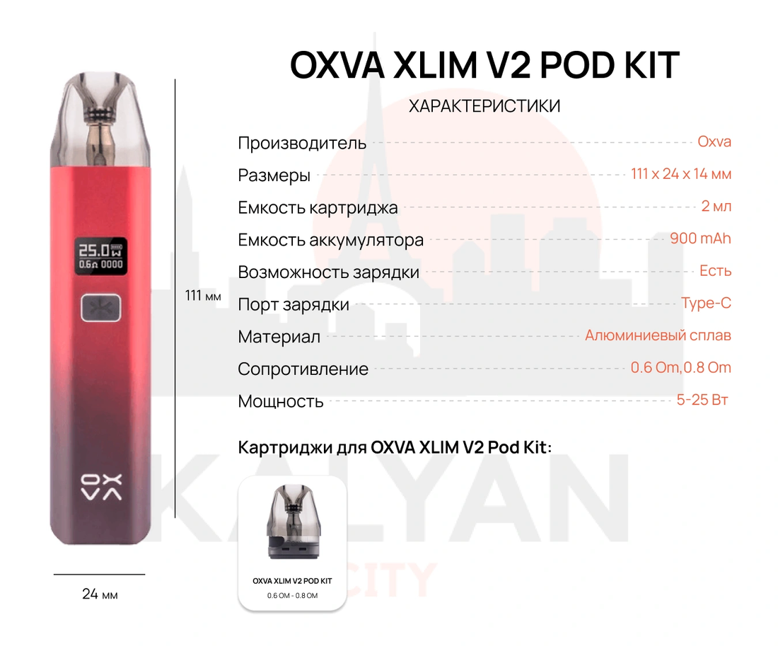 Pod-система OXVA XLim V2 Характеристики