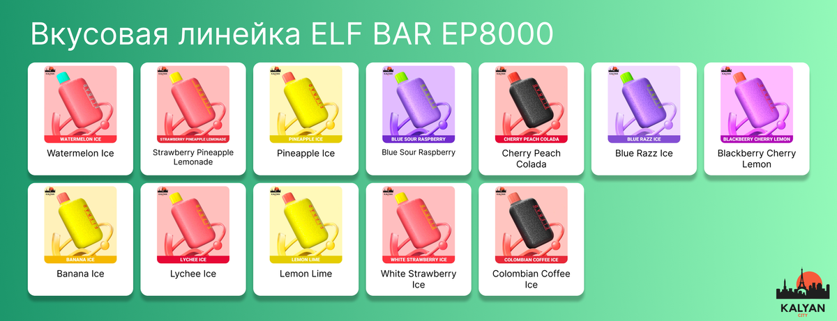 Одноразка Elf Bar EP8000 Вкусовая палитра