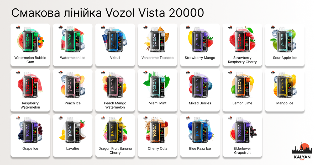 Одноразка Vozol (Возол) Vista 20000 Смакова лінійка