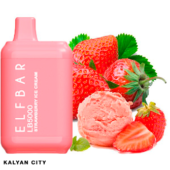 Elf Bar LB5000 затяжек Strawberry Ice Cream (Клубничное мороженое)