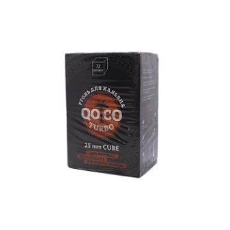 Кокосовый уголь для кальяна Qoco Turbo 1 кг 25*25