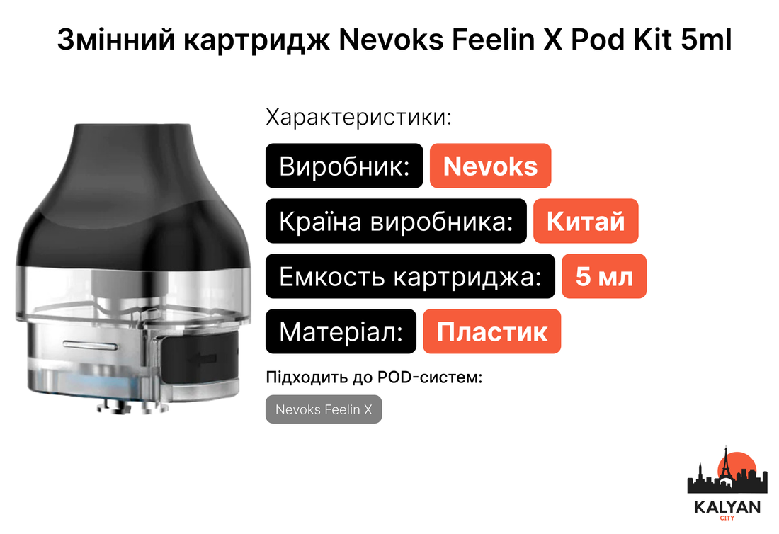 Змінний картридж Nevoks Feelin X Pod Kit 5ml Характеристики